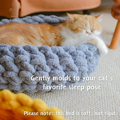 Cat Nest Bed – Premium Handwoven Washable Extra Soft Round Cave House for Indoor Kitten & Kitty, Small & Large (DGreen,Large)