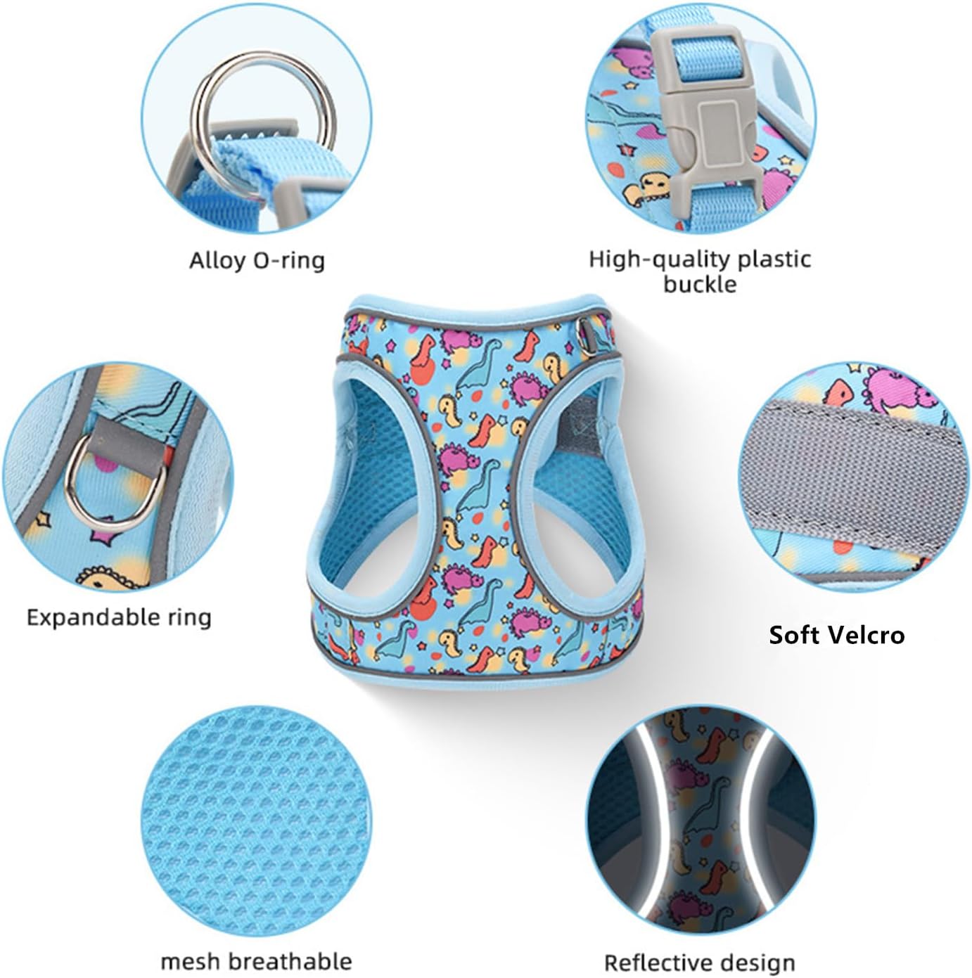 Step in Dog Harness No Pull Honeybee Adjustable Soft Mesh Padded Reflective Pet Vest Harness and Leash Set for Small Medium Dogs