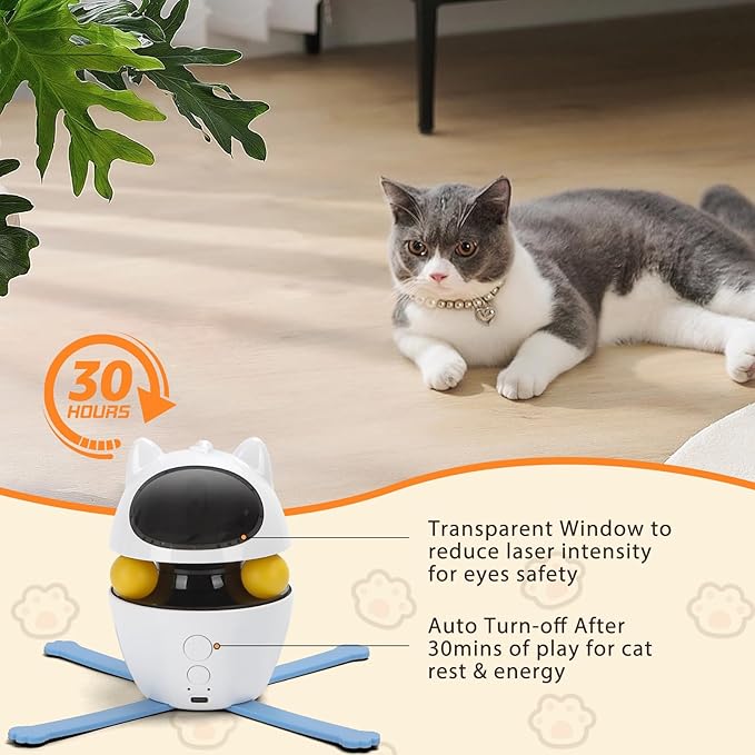 Nobleza Cat Laser Toy, 3-in-1 Interactive Cat Toys for Indoor Cats, Automatic Laser Pointer for Cats, Black & White