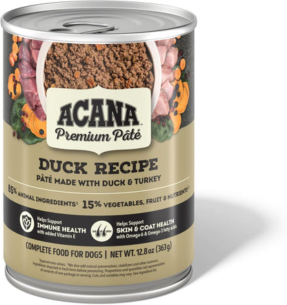 ACANA Premium Pate in Bone Broth Grain-Free Wet Dog Food Duck Recipe 12.8oz Cans (12 Count)
