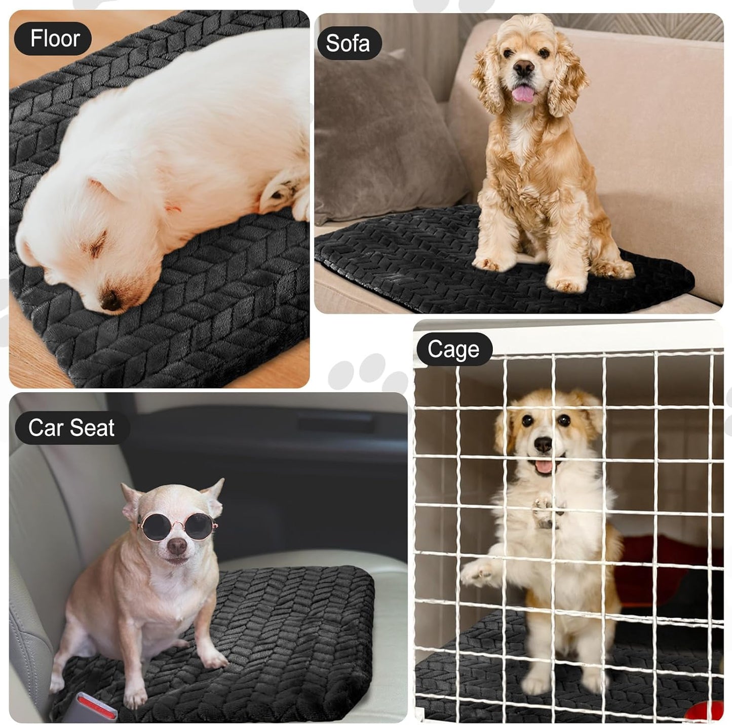 4 Pack Self Heating Cat Pad 16 x 20 Inch Self Warming Cat Bed Non Slip Warm Dog Pad Mat Washable Pet Kennel Crate Bed Mat for Indoor Outdoor Pets(Black,20 x 28 Inch)