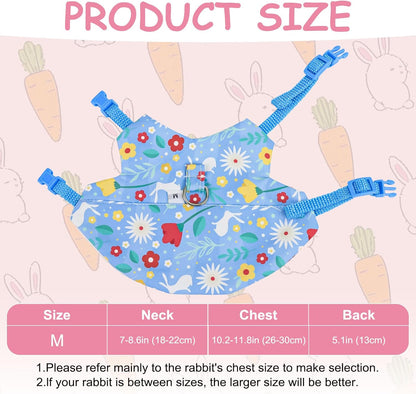 Bunny Harness and Leash Set for Rabbits & Small Pets - 3-Piece Escape-Proof Rabbit Harness with Adjustable Clothes (Light Pink/Pink/Light Blue) - Soft Bunny Leash for Guinea Pigs, Ferrets & More