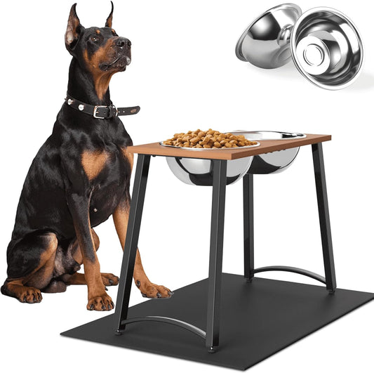 Elevated Dog Bowls for Large Dogs, Extra Large Breed, with Spill Proof Mat, Two 3000ML(13CUPS) Food & Water Bowls, Stable Raised Bowl, 18.1" Tall Dog Bowl Stand for XX Large Dogs