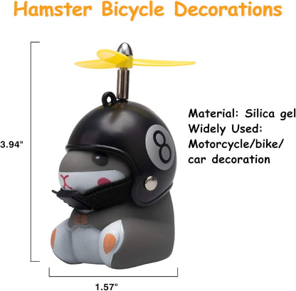 wonuu Duck Bike Bell with Light and Helmet Cute Hamster Bicycle Horn, Dashboard Decoration Hamster Toy Motorcycle Bike Bells Rubber Duck Car Dashboard Decorations