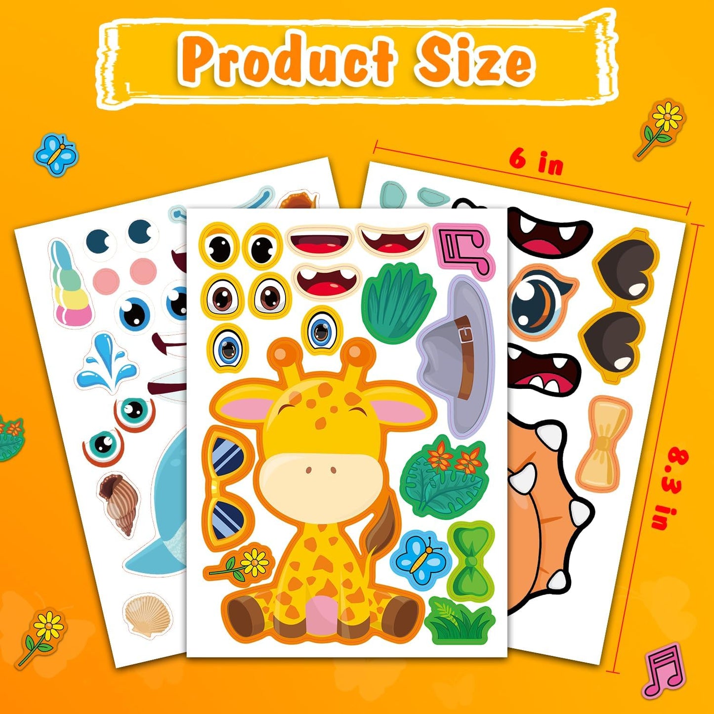 Aowplc 48 Sheets Make-a-Face Animal Stickers Mix and Match for Kids Party Favors Supplies Activities Crafts
