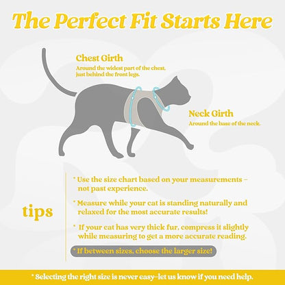 rabbitgoo Cat Harness and Leash Set for Walking Escape Proof, Adjustable Soft Kittens Vest with Reflective Strip for Cats, Comfortable Outdoor Vest, Bright Yellow, L