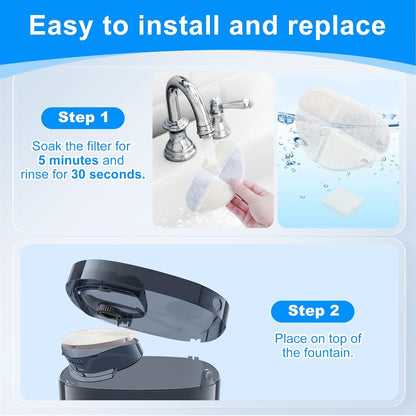 8 Pack Dog Water Bowl Filter Compatible with FEELNEEDY 7L/1.8Gal Pet Water Fountain(FN-W05), Cat Drinking Fountains Filters Replacement Fit for Automatic Dispenser for Dogs