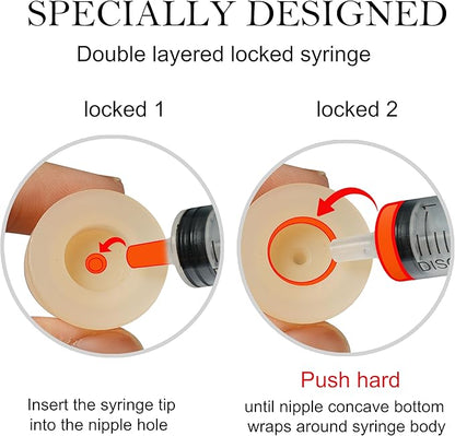 Silicone Feeding Nipple and Syringes for Newborn Kittens, Puppies, Rabbits, Small Animals, Bubble Milk Bowl (3 Size Nipple+3 Syringes)