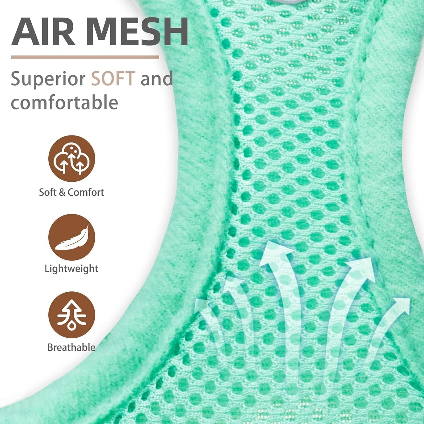 PUPTECK Adjustable Dog Harness Collar and Leash Set Step in No Pull Pet Harness for Small Medium Dogs Puppy and Cats Outdoor Walking Running, Soft Mesh Padded Reflective Vest Harnesses, Solid Green L