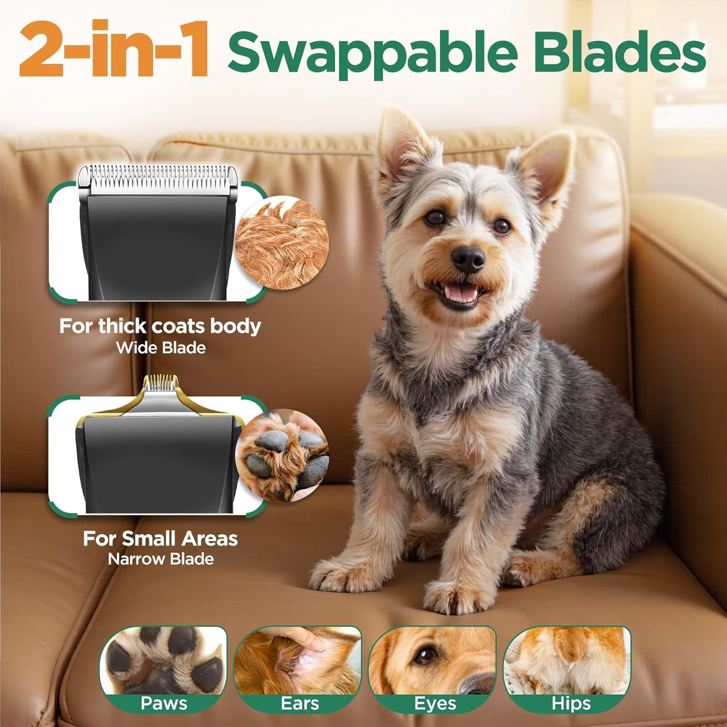 Gimars 4 in 1 Dog Grooming Clippers with Small Trimmer, 7000RPM High-Power 4-Speed Quiet Pet Shaver (≤55dB), Cordless Rechargeable Dog Hair Clippers for Thick Coats with Scissors, Comb & USB