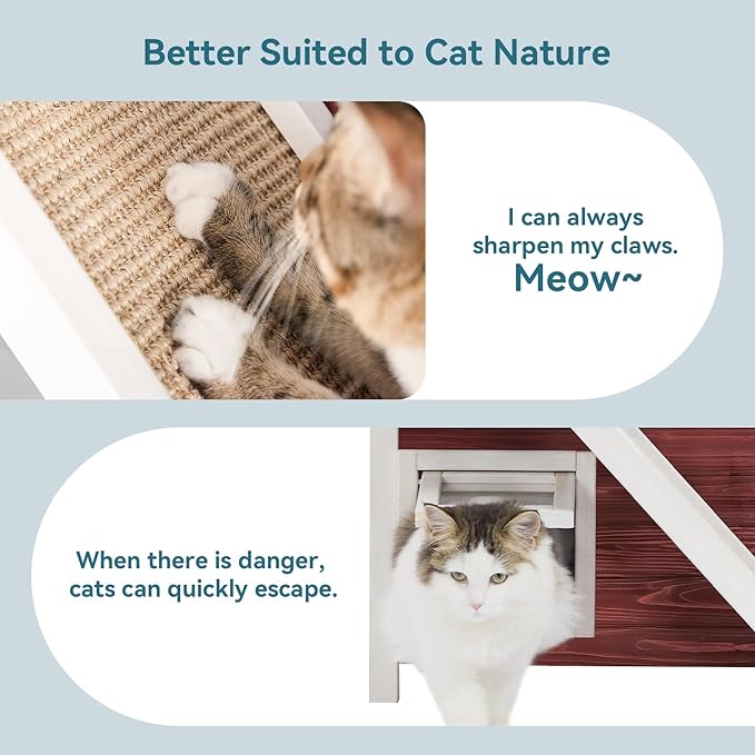 Petsfit Outdoor Cat House Weatherproof, Wooden Outside Feral Cat Shelter with Scratch, 2 Story Cat Houses for Indoor Cats Small Dogs with Escape Door(Red)