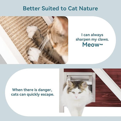 Petsfit Outdoor Cat House Weatherproof, Wooden Outside Feral Cat Shelter with Scratch, 2 Story Cat Houses for Indoor Cats Small Dogs with Escape Door(Red)