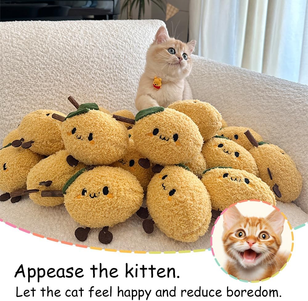 PAZ'S GIFT Catnip Toys - Cat Kick & Rope Toys for Indoor Play, Cat & Kitten Teething Chew Toys for Aggressive Chewing & Teeth Cleaning (Velvet Lemon)