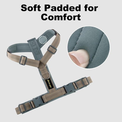 Plutus Pet No Pull Dog Harness, Adjustable Nylon Harness with Soft Padding, Reflective and Heavy Duty Dog Harness for Small, Medium, Large Dogs(Beige, L)