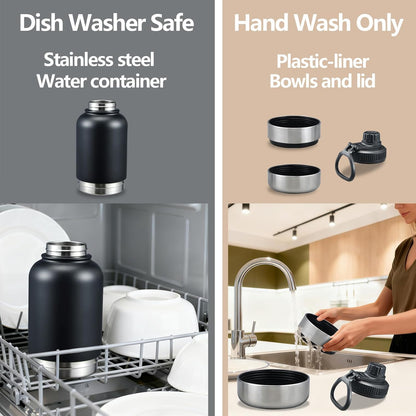 32oz Insulated Dog Water Bottle with 2 Bowls for Small Dogs