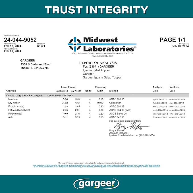 2oz Iguana Food Supplement, Flower Salad Mix Topper. Supercharge Juveniles & Adults Appetite, Health & Immune System. Complete Diet, Rich with Vitamins, Made in The USA. Enjoy!