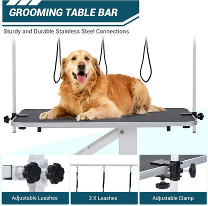 43.3" Hydraulic Grooming Table for Dogs-350LBS Electric Dog Grooming Table,22''-39'' Adjustable Height with Arm & Noose