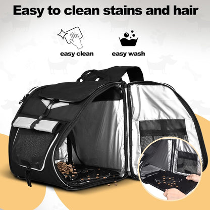 Dog Bike Basket Foldable Pet Bike Carrier Backpack with Safety Strap, Waterproof Pet Bicycle Basket for for Small Cats Kitten Puppy Dogs (Black