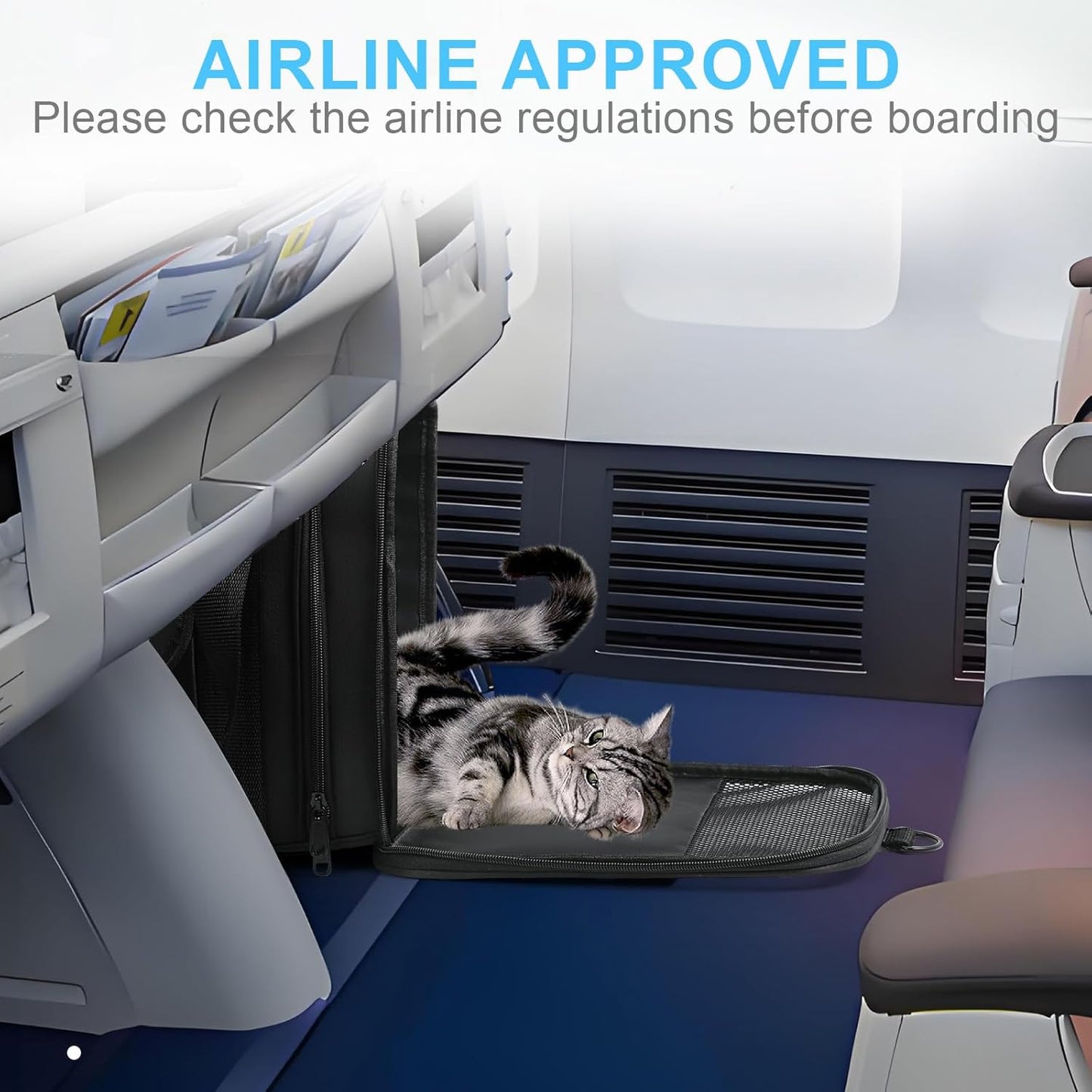 Pet Carrier Airline Approved, Expandable Pet Cat Carriers with Wheels for Dogs, Airline Approved Cat Dog Carrier, TSA Approved Pet Carrier In Cabin, Pet Dog Cat Carrier Soft,Cat Travel Carriers(Black)