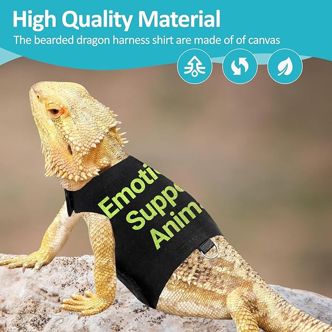 Bearded Dragon Lizards Clothes with Leash Set - Cute Lizard Reptile Small Animal Adjustable Harness Clothes for Walking Outdoor Security Costume Photo Prop(Green