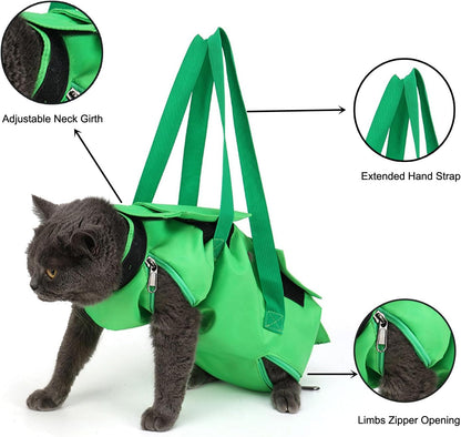 HDKUW Cat Grooming Bag,Foldable Travel Carrier for Cats,Anti-Bite Anti-Scratch Cat Grooming Restraint Bag,Pet Carrier for Administering Eye Drops,Ear Cleaner,Clipping Nails Yellow S