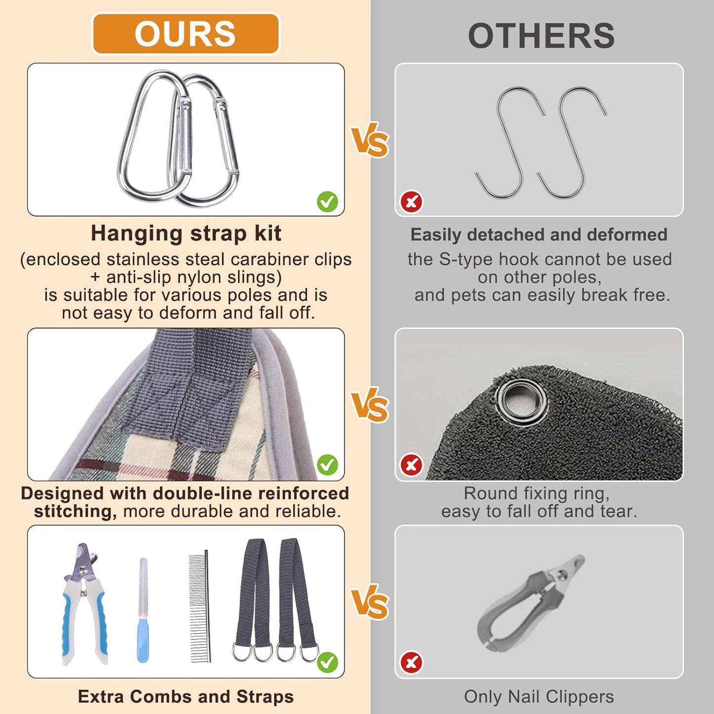 BEAUTYZOO Dog Grooming Hammock, Medium Dog Sling for Nail Trimming, Dog Hanging Harness for Claw Care with Thick Fabric Neck Support Wide Strap Restraint Cat Grooming Hammock, Beige L