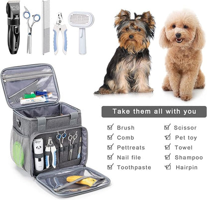 Pet Grooming Bag, Dog Grooming Supplies Organizer Tote Bag, Perfect for Pet Grooming Tool Kit Accessories-Grey