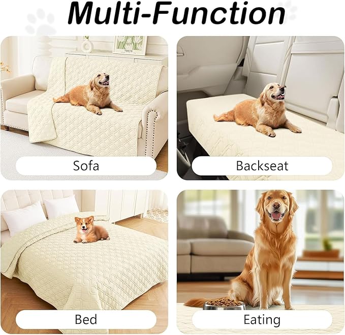 hyha Waterproof Dog Bed Blanket, Soft Pet Blankets, Waterproof Couch Cover for Dogs, Reversible Sofa Covers Washable for Furniture (40x50 Inch, Beige/Beige)