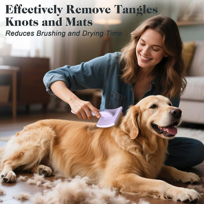 2PCS Slicker Brush for Dogs & Pet Comb,Professional Dog Grooming Brush (Goldendoodles,Poodles,Labradoodles) with Extra Long Pins to Effectively Remove Tangles, Knots and Mats (Light Purple Large)