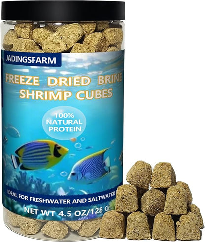 Freeze Dried Brine Shrimp Cubes 4.5 OZ, Brine Shrimp Freeze Dried Aquatic Foods for Tropical Fish Marine Fish and Aquatic Turtles.