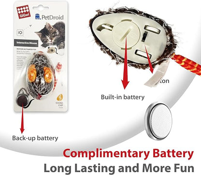 PETGEEK Gigwi Interactive Cat Toys for Indoor Cats, Moving Toy for Bored Indoor Adult Cats, Automatic Electronic Moving Mouse Cat Toys with Realistic Squeaky, Kitten Toys for Hunting Play (Orange)