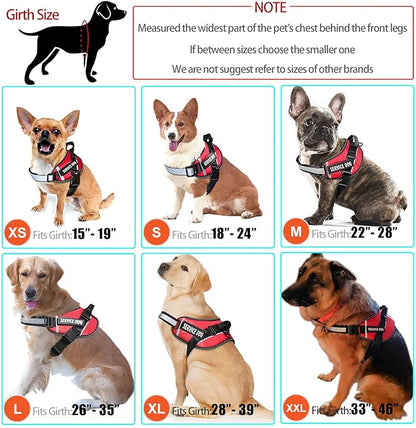 Service Dog Vest, 9 Dog Patches No Pull Dog Harness and Leash Set with Handle,Easy On and Off Pet Vest Harness with Night Safe Reflective Straps for Small Medium Large Breed Dogs