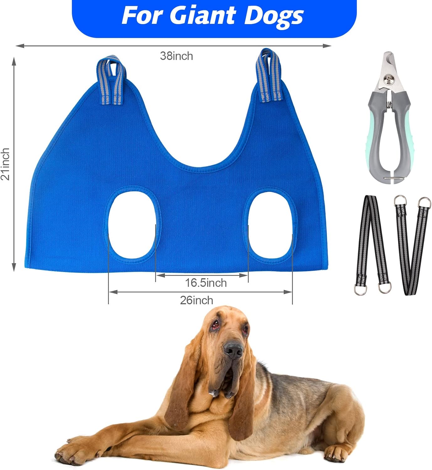 Pet Grooming Hammock for XXL Large Dogs with Nail Clippers/Nail Trimmers/Grooming Scissors, Dog Grooming Harness for Nail Trimming, Pet Grooming Sling Helper