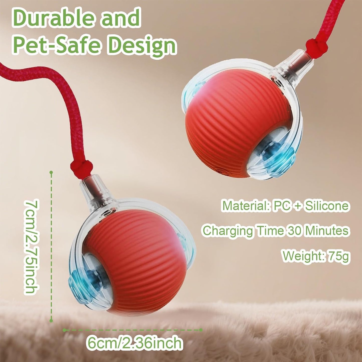 Interactive Cat Toys Balls for Indoor Cats, 2025 New Motion Activated Cat Balls with 360° Smart Automatic Rolling Moving for Bored Kitten Pet Cats Dogs (3 Colors)