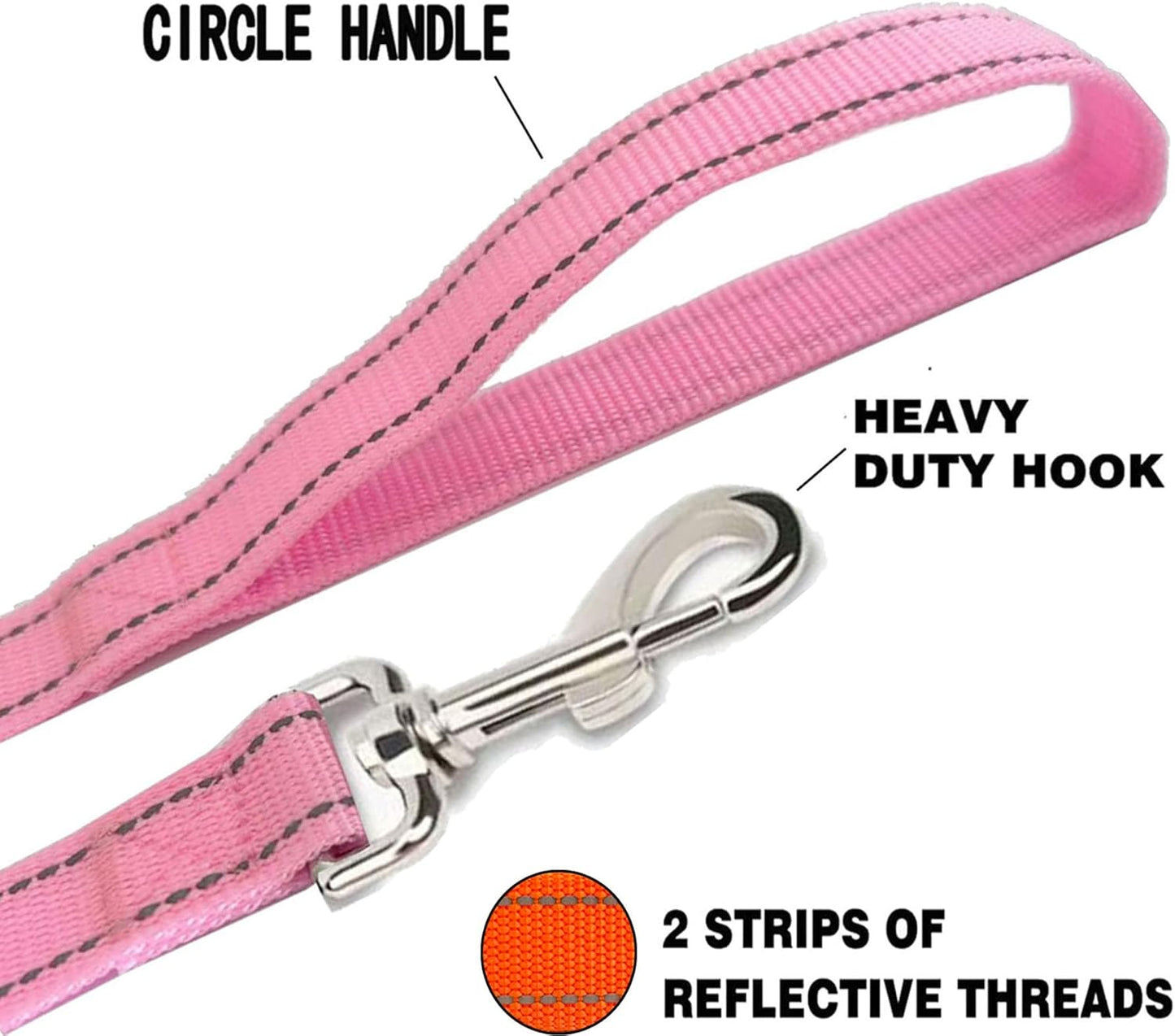 Reflective Dog Leash 7Ft /8 Feet Long, 1 Inch Wide, for Small and Medium Dogs