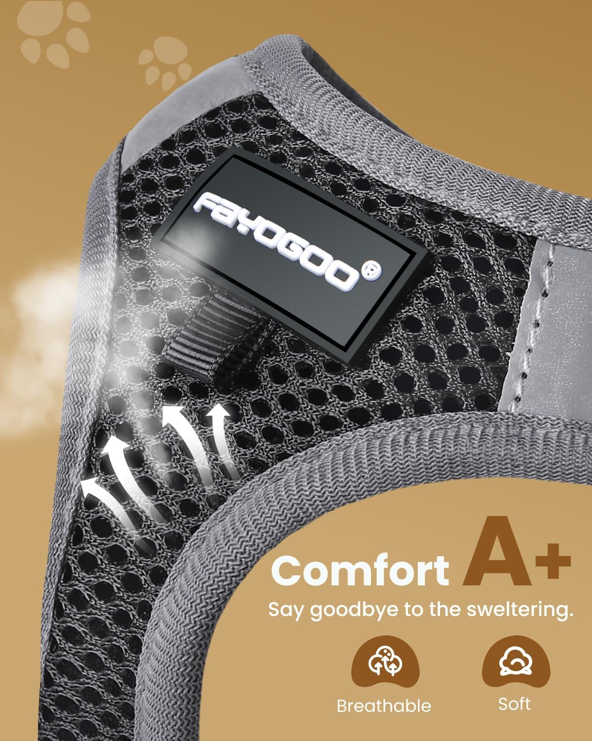 FAYOGOO Cat Harness (XL, Black) - Escape Proof, Lightweight & Comfortable Harness and Leash Set for Walking Small Cats and Dogs