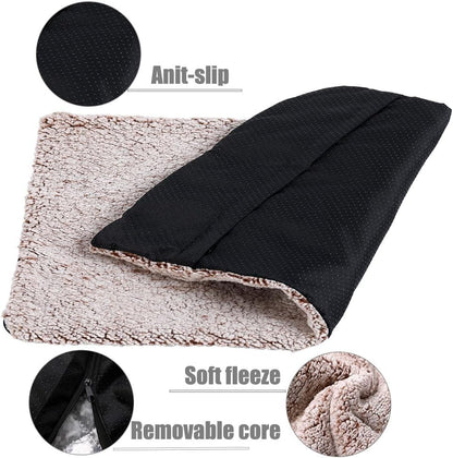 Heated Cat Bed Self Warming Cat Bed Advanced Extra Warm Thermal Pet Pad for Indoor Outdoor Pets with Removable Cover Non-Slip Bottom Washable Non Electric Self Heating Cat Dog Mat Brown 27.5*45.3inch