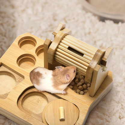6-in-1 Natural Wooden Guinea Pig Toys, Rabbit Enrichment Toys for Small Animals, Hamster, Chinchilla, Rat, Snuffle Puzzle Feeder with Hide Treats, Interactive Mental Stimulation Exercise Game