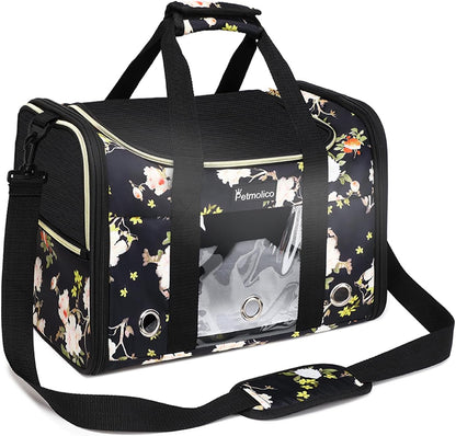 Petmolico Cat Carrier Soft-Sided Pet Bag for Small Medium Cats Puppies 16LBs - Airline Approved Pet Travel Carrier 3 Open Doors (Medium,Mixed Yellow)