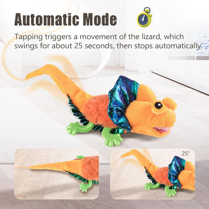 Migipaws Cat Toys, Touch Activated Flapping Chirping Lizard Kitten Toy with Catnip for Indoor Cats Kicker, Rechargeable (Orange)