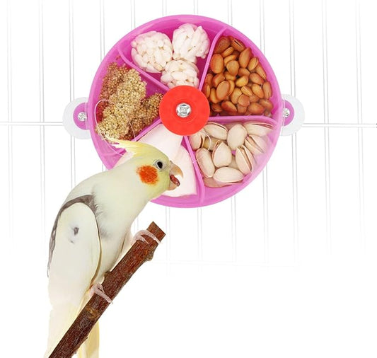 Bird Creative Foraging System Wheel Seed Food Ball Rotate Training Toy for Small and Medium Parrots Parakeet Cockatiel Conure (Purple)