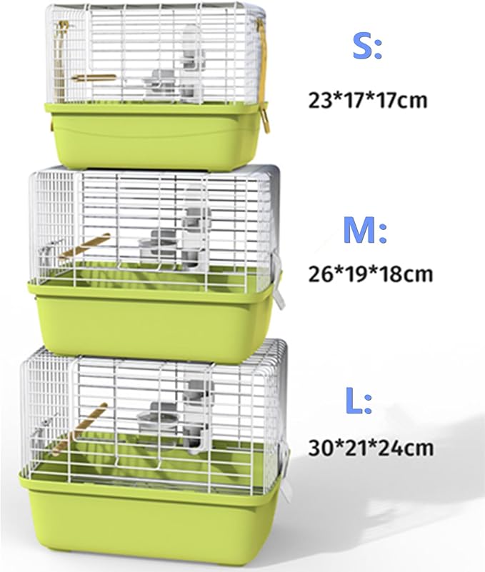 Portable Bird Travel Carrier Cage – 360° Full View Wire Carrier with Feeder & Water Cup for Cockatiels, Parakeets – Locking Door, Easy Clean, Perch Included – Perfect for Vet Visits, Trips(Size:L)