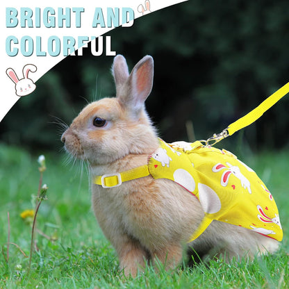 3 Sets Rabbit Bunny Harness and Leash, Cute Easter Bunny Clothes for Rabbits Dress Costume Walking Harness Escape Proof Pet Supply for Hedgehog Ferret Squirrel (Cake, Animal, Pineapple)