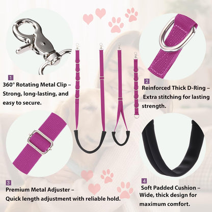 Dog Grooming Belly Straps Hot Pink Pet Grooming Supplies 3 Sets Professional Dogs Belly Band Pets Dogs Groomer Extension Strap Table Arm Loop Extender for Small Medium Large Pets (Hot Pink)