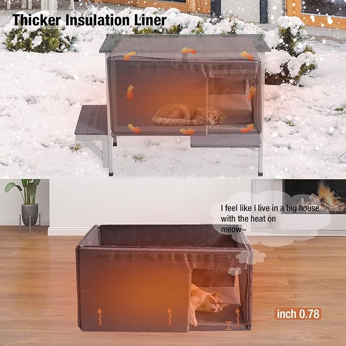 GUTINNEEN Outdoor Cat House Insulated for Winter Weatherproof Feral Cat Shelter