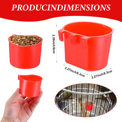 60 Pieces Cage Cups Birds Hanging Feeders Seed Bowl 8 oz Plastic Chicken Feeder Water Bowl Hanging Chicken Waterer Feeding Watering Dish Coop Cups for Gamefowl Parrot Parakeet Poultry(Red)