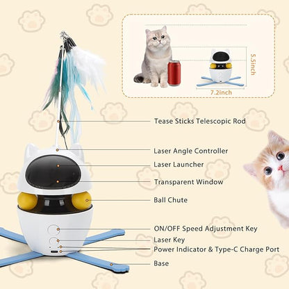 Nobleza Cat Laser Toy, 3-in-1 Interactive Cat Toys for Indoor Cats, Automatic Laser Pointer for Cats, Black & White
