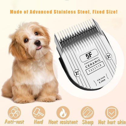 5F Dog Grooming Detachable Ceramic Blade,Compatible with WAHL 5 in 1 Blade for Wahl Arco, Bravura, Chromado, Creativa, Figura, and Motion Clippers. Cut Length 1/4-Inch 6.3mm