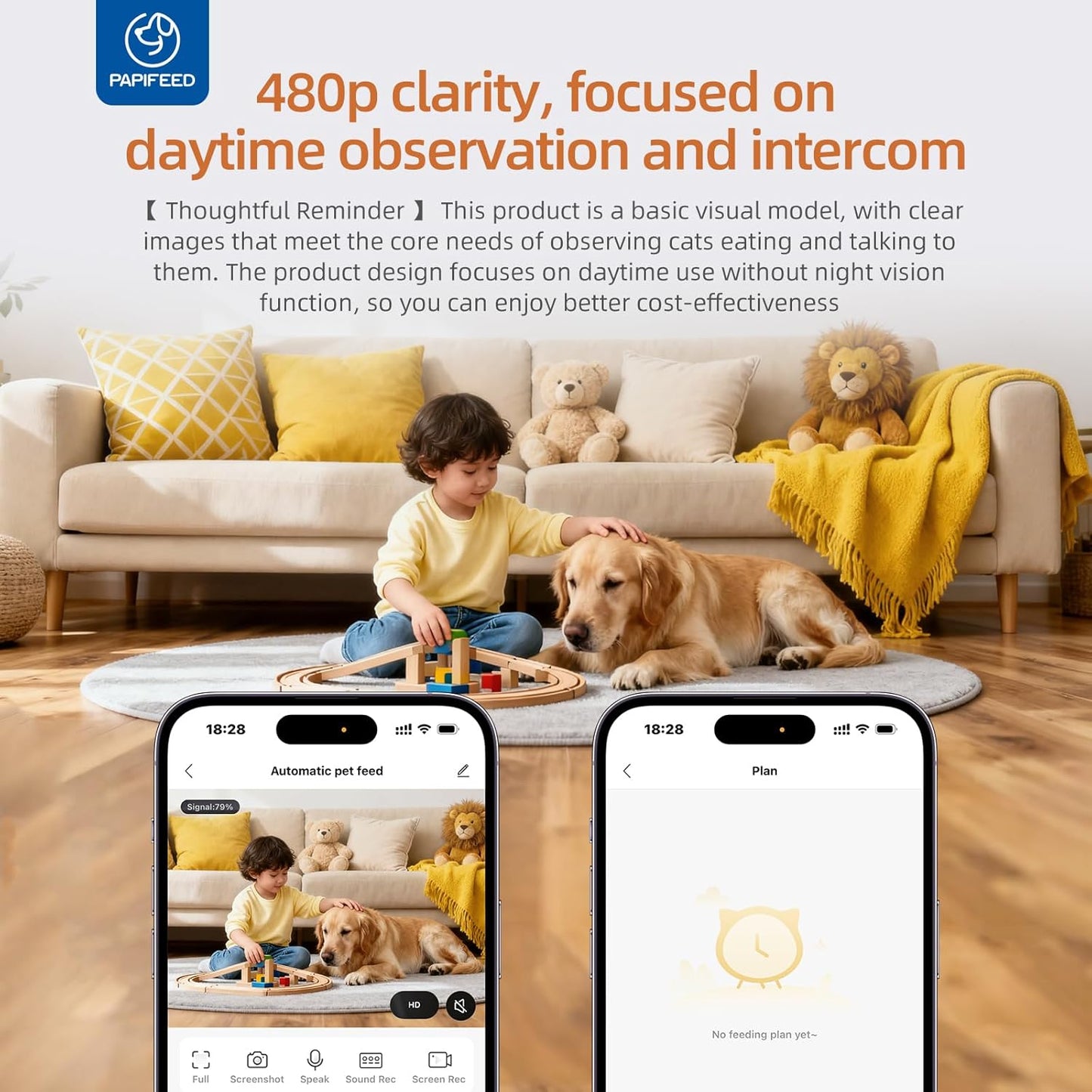 PAPIFEED Automatic Cat Feeder with Camera with 84 oz/2.5L Automatic Pet Drinking Fountain，‌Adjustable Angle 2.4G WiFi/App Pet Food Dispenser，3.5L/15 Cup Timed Dispenser with Two-Way Audio