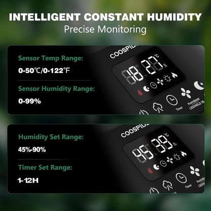 Coospider 5L Reptile Fogger Humidifier, Automatic Humidifiers for Reptiles Tank, Terrarium Humidifiers with Timer and Humidity Control, Reptile Misting System for Reptiles Amphibians Herps Vivarium